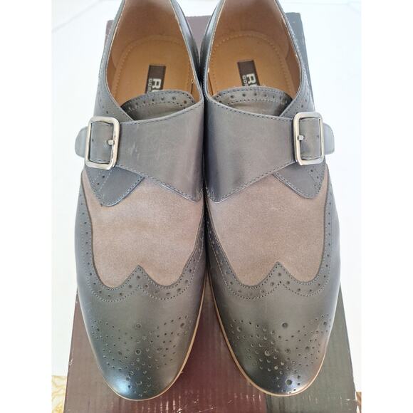 Rush by Gordon Rush Grovelea Monk Strap Shoes Grey Leather Men’s 9M - Picture 5 of 8